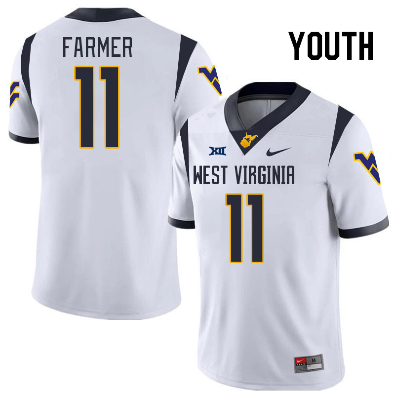 Youth #11 Ric'Darious Farmer West Virginia Mountaineers College 2024 New Uniforms Football Jerseys S